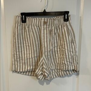 LOFT Beige and White Striped Shorts